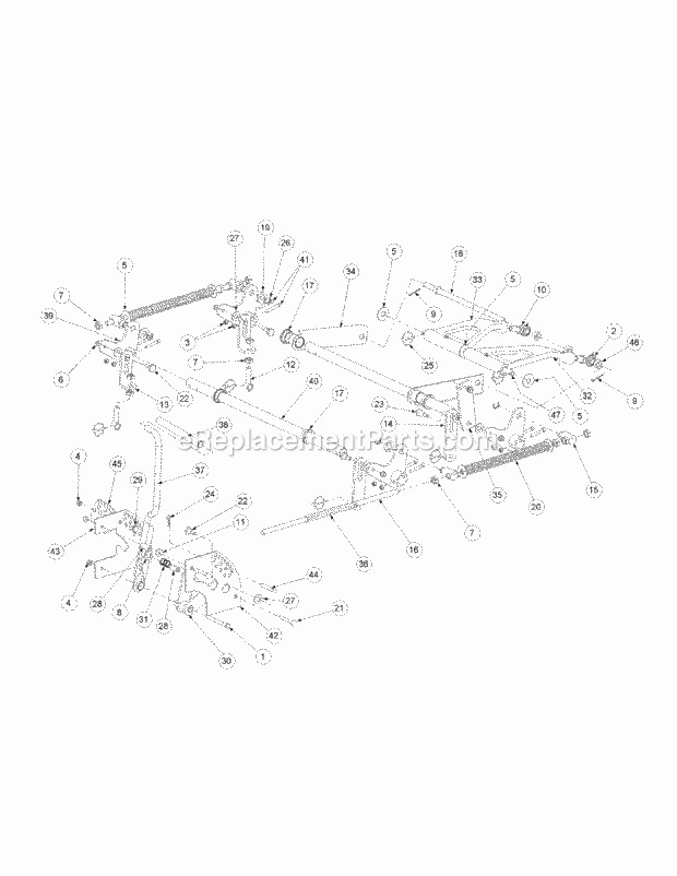 Lift Assembly Diagram and Parts List for M54-KW 53DB5DBW750 Cub Cadet Sprayer